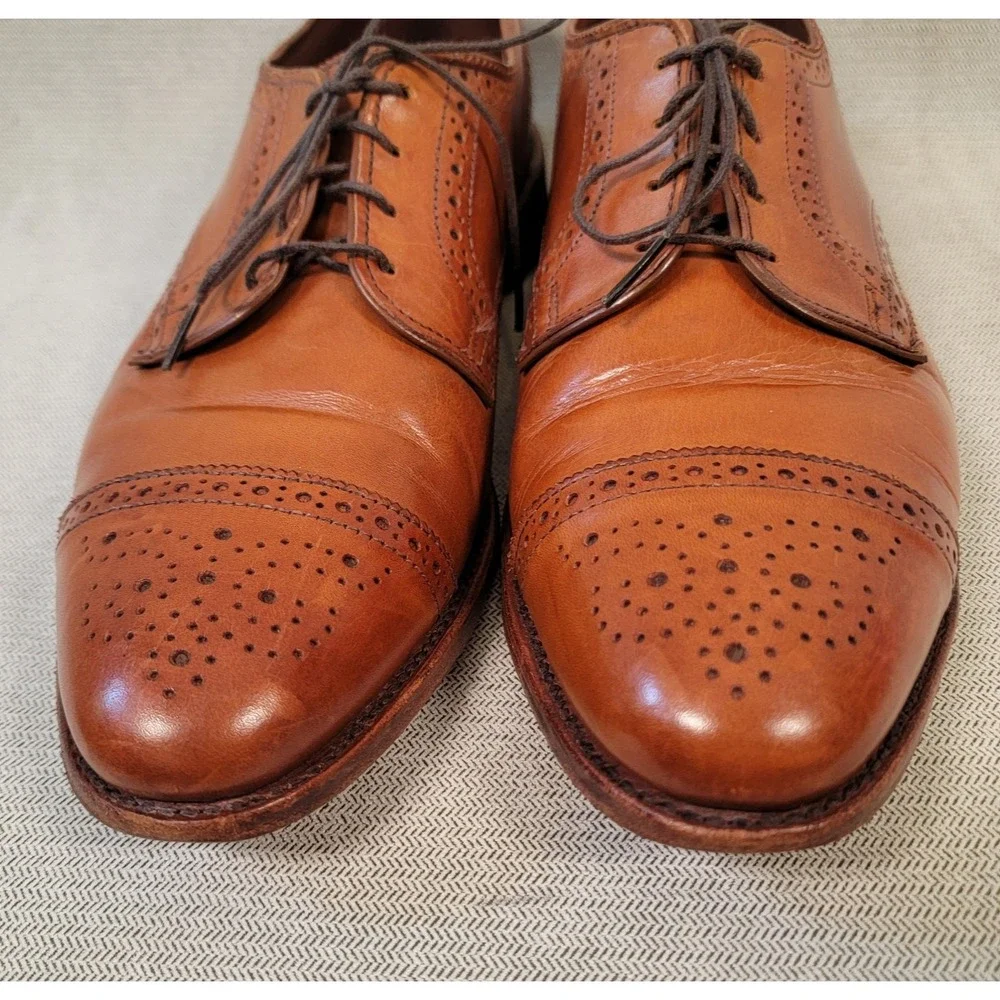 Allen Edmonds Sanford Leather Baroque Cap Toe Wingtip Oxford Lace-Up Shoes 10.5D